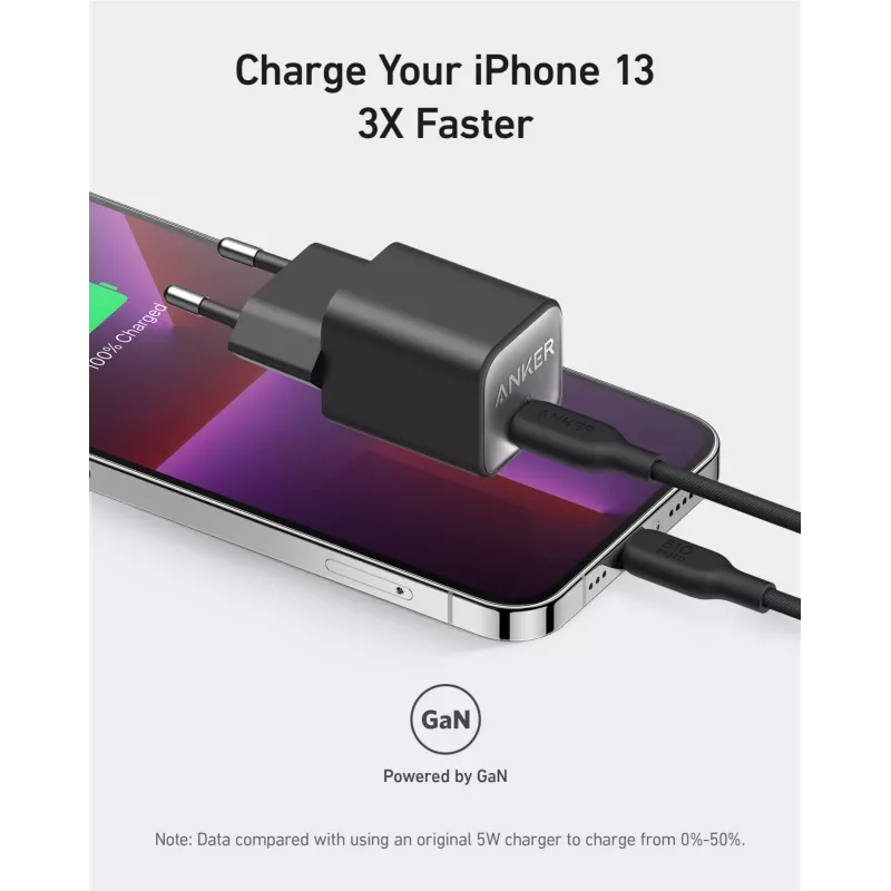 Vidinis AC įkroviklis Anker 511 Nano 3 — 30W, 1× USB-C, 100–240V, juodas
