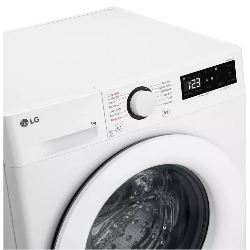 LG F2WR508SWW Skalbimo mašina | Priekinis pakrovimas | 8 kg | 1200 aps./min | Garo funkcija | LED ekranas | A-10% energijos klasė
