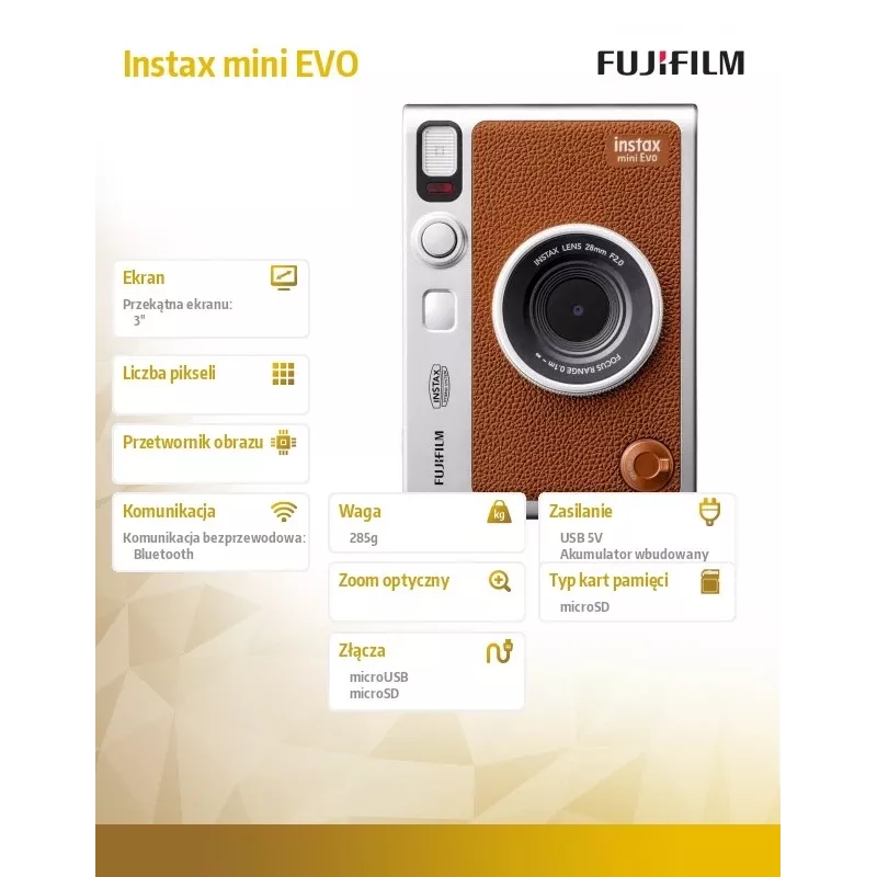 Fujifilm Instax mini EVO ruda hibridinė momentinė kamera