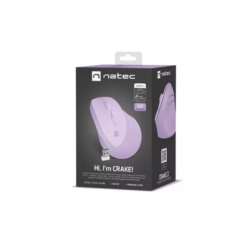 NATEC Crake 2 pelė universali Dešiniajai rankai RF belaidė + Bluetooth optinė 2400 DPI