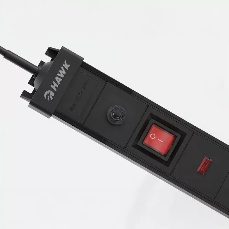 Apsauginis nuo viršįtampių ilgintuvas Hawk HWPS801BK, 1,5 m maitinimo laidas