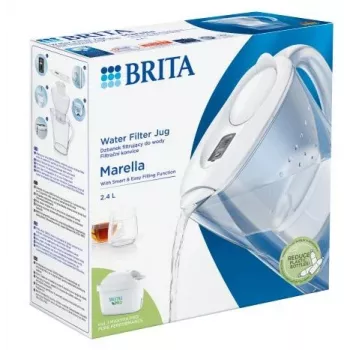 BRITA Marella vandens filtro ąsotis su Maxtra Pro kasetė, 2,4 L, balta, ergonomiška rankena