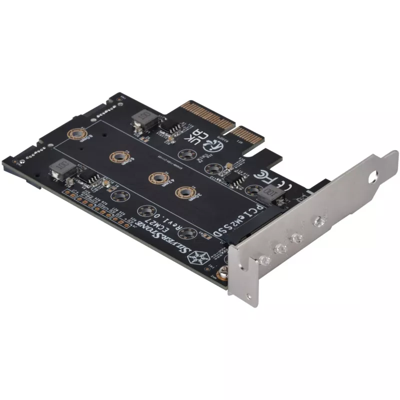 Silverstone SST-ECM27 M.2/SATA adapterio kortelė, PCIe 4.0, 1x M-Key, 2x SATA 6G – Low Profile