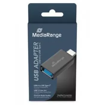 Laido adapteris MediaRange MRCS216 — USB Type-A į USB Type-C, juodas