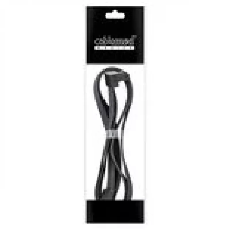 CableMod Basics Universal 12V 2x6 kabelis, 90° jungtis, 16 kontaktų į 16 kontaktų - juoda, 60 cm, var. B