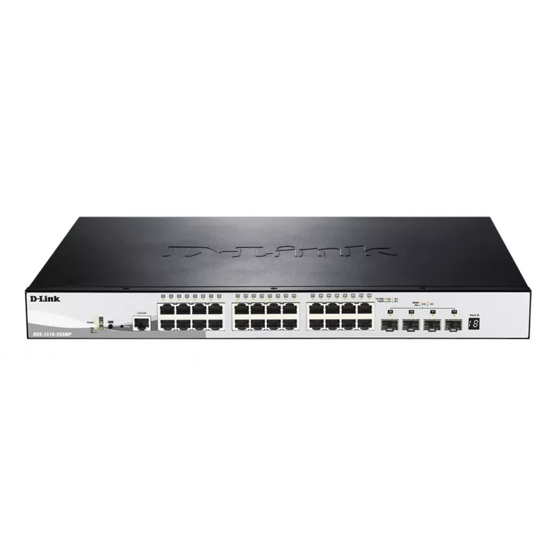 D-Link DGS-1510-28XMP valdomas L2/L3 Gigabit Ethernet (10/100/1000) maitinimas per Ethernet (PoE) juodas, pilkas