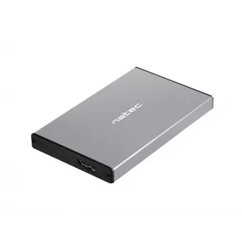 Išorinis HDD/SSD korpusas NATEC Rhino GO — 2,5 colio SATA, 9,5 mm, USB 3.0, aliuminis, pilkas, iki 4 TB
