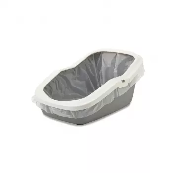 Atviras kraiko dėklas Savic Aseo pilkai baltas 560×390×275 mm katėms, plastikinis, 2 kg