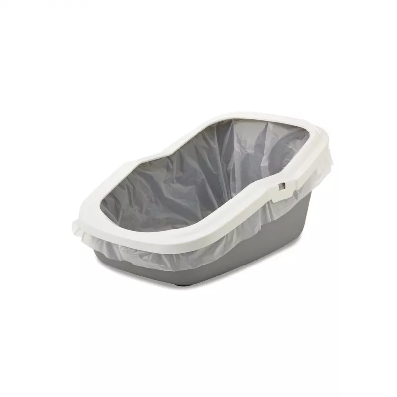 Atviras kraiko dėklas Savic Aseo pilkai baltas 560×390×275 mm katėms, plastikinis, 2 kg