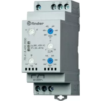 Finder Mains Monitoring Relay 70.41.8.400.2030 – trifazis tinklo monitoringo relė (380–415 V AC), N laidininko stebėjimas