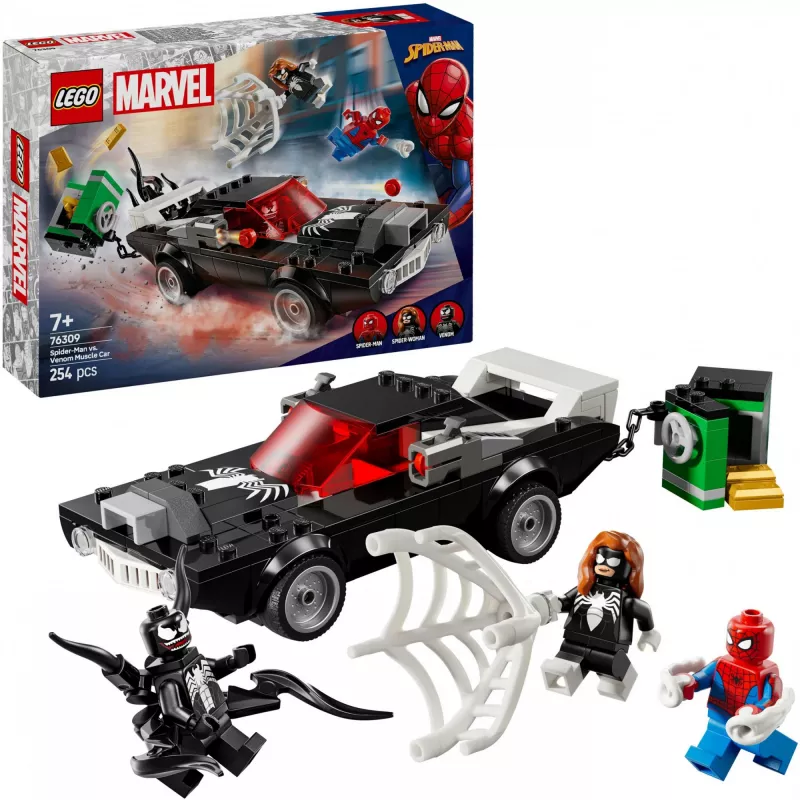 Konstruktorius LEGO Marvel Super Heroes Žmogus voras prieš Venom raumeningą automobilį 76309 — 254 dalys, 3 minifigūrėlės, amžius 7+
