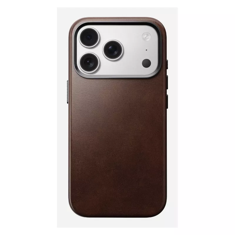 Nomad Traditional Leather Case dėklas iPhone 17 Pro, oda, mikropluoštas, tinka 6,3 colio (16 cm) ekranui, ruda
