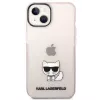 Karl Lagerfeld KLHCP14MCTRI Kietasis dėklas iPhone 14 Plus / 15 Plus 6,7 inch rožinis / permatomas rožinis su Choupette siluetu