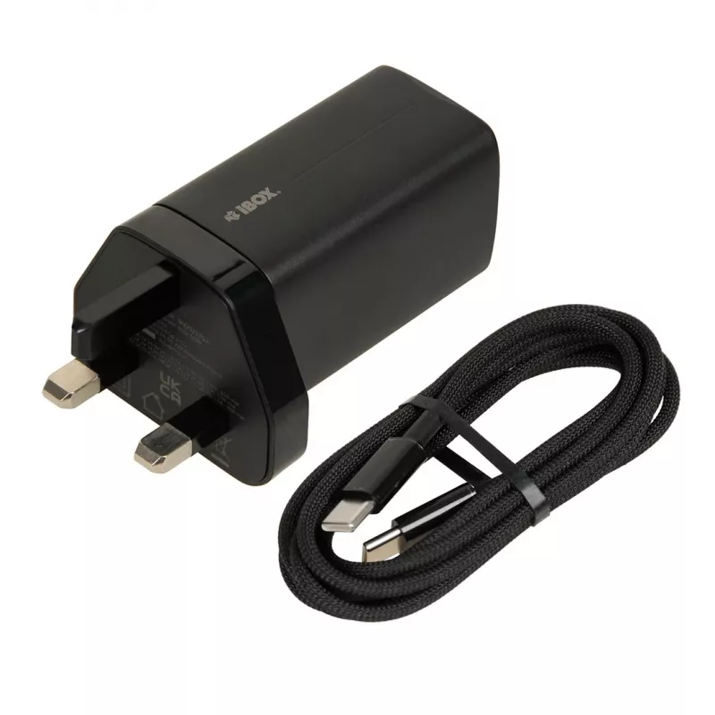 iBOX C-65 Black, universalus GaN 65W įkroviklis su UK kištuku