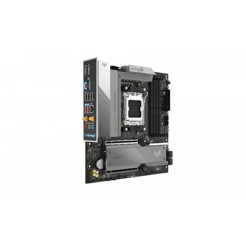 Motininė plokštė Sapphire NITRO+ B850M WIFI — AMD B850, lizdas AM5, micro ATX, DDR5, 4x DIMM, Wi‑Fi 6, 2,5Gb LAN, 2x M.2