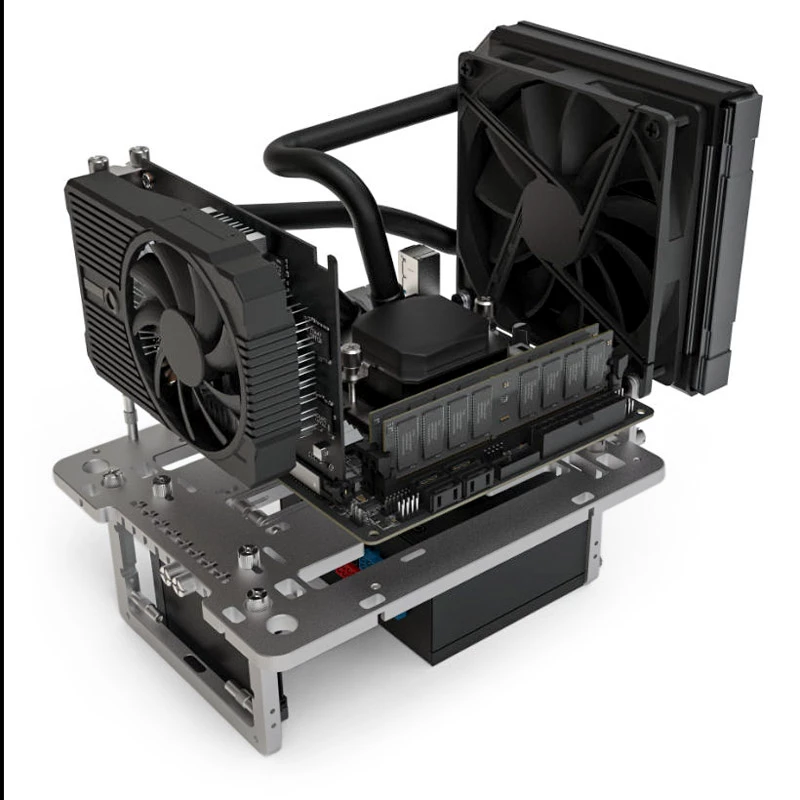 Streacom benchtable BC1 Mini V2 titan – kompaktiškas atviro rėmo stendas su ATX suderinamumu