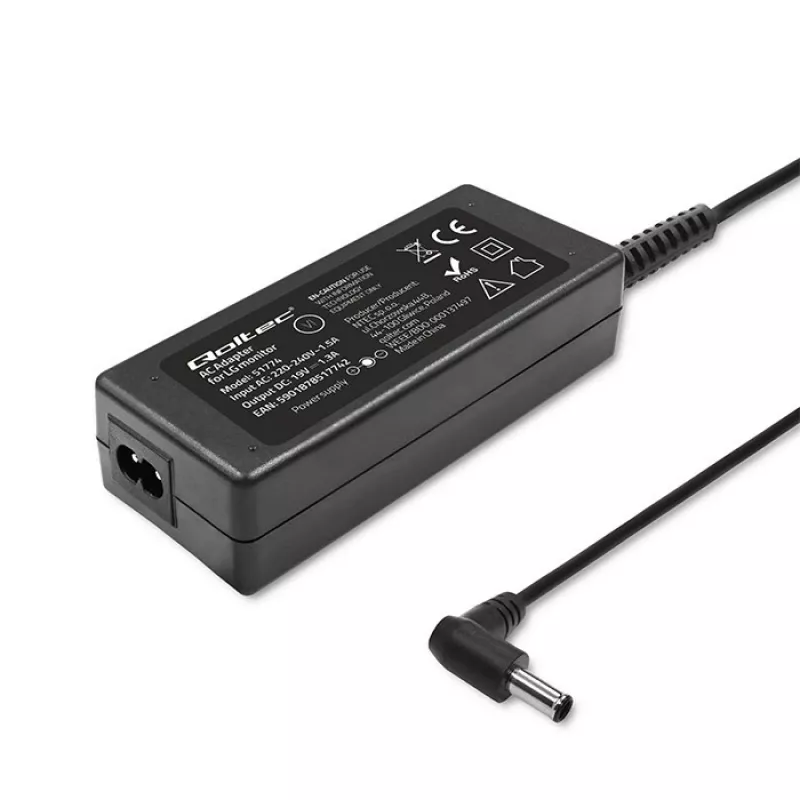 Qoltec 51774 Maitinimo adapteris LG monitoriui 25W | 1,3A | 19V | 6,5*4,4 + maitinimo laidas