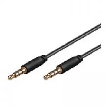 Wentronic Goobay 3,5 mm lizdo jungiamasis laidas, juodas, 1 m - 3,5 mm kištukas (4 kontaktų, stereo) > 3,5 mm kištukas (4 kontaktų, stereo) (63826)