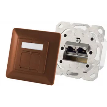 Kištukinis lizdas 2 × RJ-45 ShiverPeaks 74280-BR — Cat6a, 500 MHz, rudas metalinis korpusas