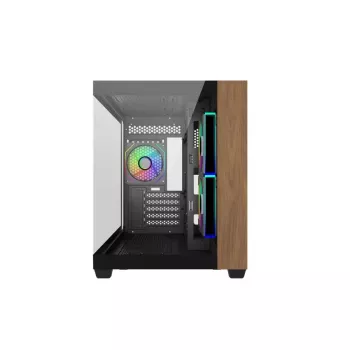 Korpusas Cooler Master Elite 481 Wood – dviejų kamerų mATX su natūralaus medžio dizainu ir dviem grūdinto stiklo plokštėmis