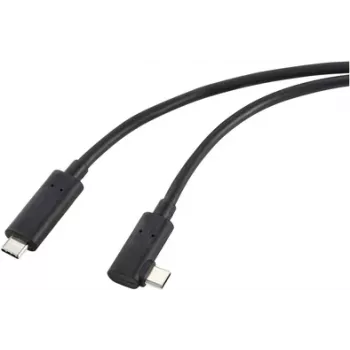 Renkforce Skaidulinis optinis USB-C® vaizdo kabelis USB 3.2 Gen2 USB-C® kištukas vienpusis kampinis 10.00 m Juodas RF-5625884 (RF-5625884)