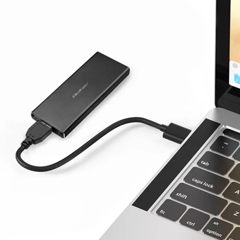 M.2 SATA SSD išorinis korpusas QOLTEC 51854 USB 3.0 be įrankių