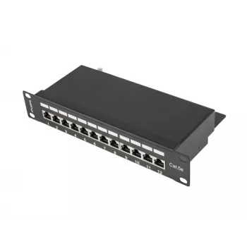 Patch panel Lanberg PPF5-9012-B 1U 12x RJ-45 Cat5e ekranuotas