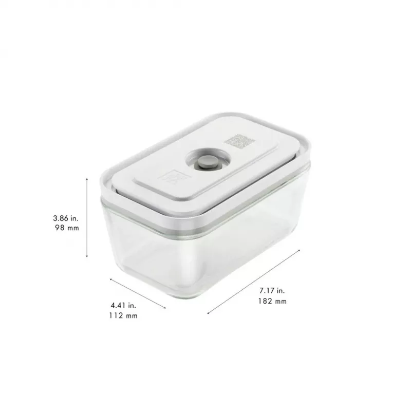 ZWILLING Fresh & Save 36803-003-0 stiklinių vakuuminių konteinerių rinkinys, stačiakampiai, 3 vnt. (S/M/L, 0,35/0,75/1,6 L), borosilikatinis stiklas, tinka mikrobangėje, orkaitėje ir indaplovėje, pilka/skaidru