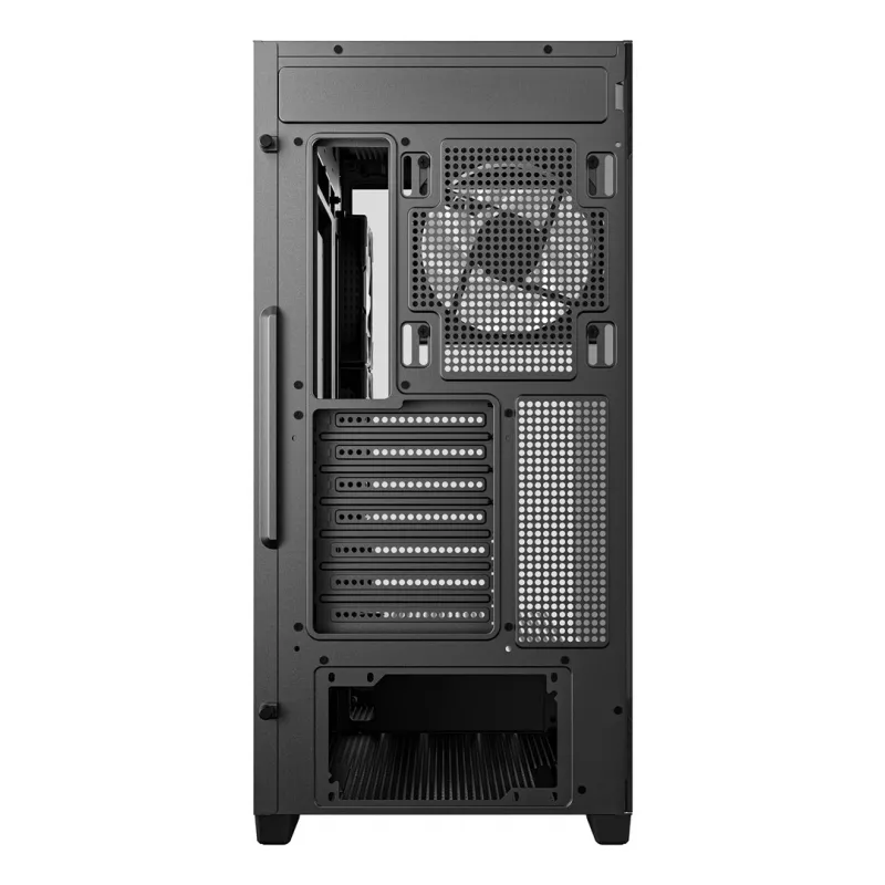 Korpusas DeepCool CG580 4F Midi Tower — ATX/MicroATX/ITX, grūdintas stiklas, 3×120 mm + 1×120 mm ventiliatoriai, 2×3.5 colio ir 2×2.5 colio diskų vietos, USB-A×2 USB-C×1, juodas