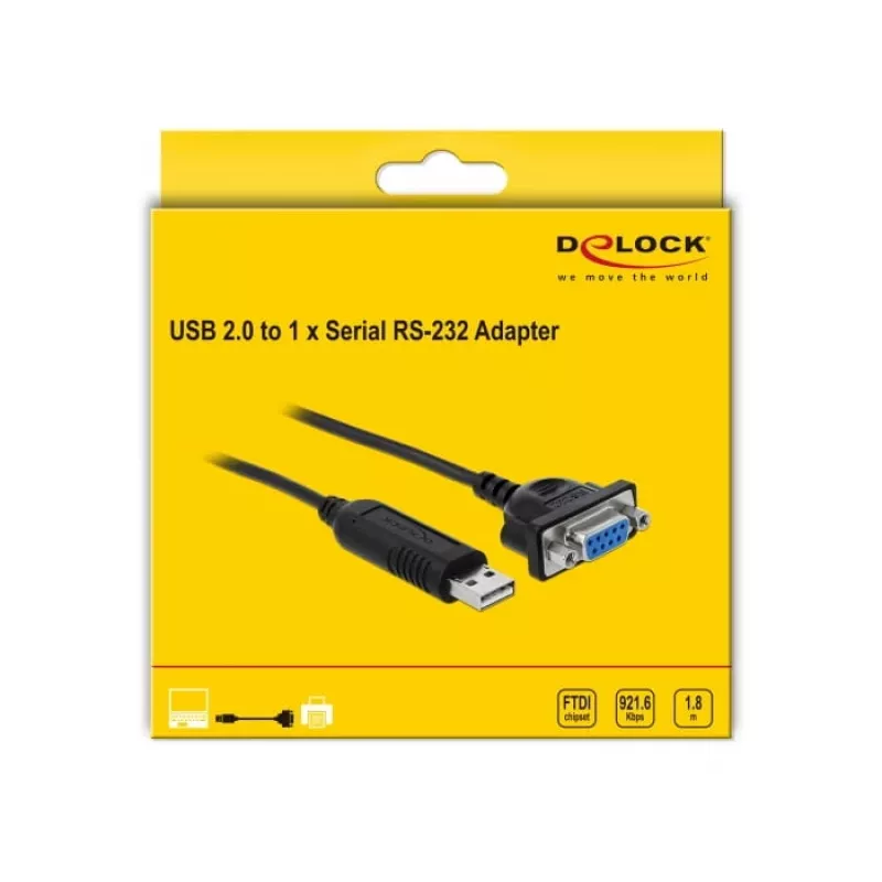 Serijinis kabelis DeLOCK 66281 juodas 1,8 m RS-232 USB Type-A