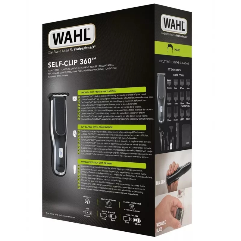 Wahl Self-Clip 360 juodas, sidabrinis ličio jonų (Li-Ion)