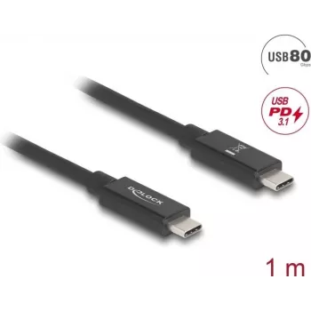USB-C kabelis DeLOCK 81211 1 m USB C Juoda 80 Gbit/s