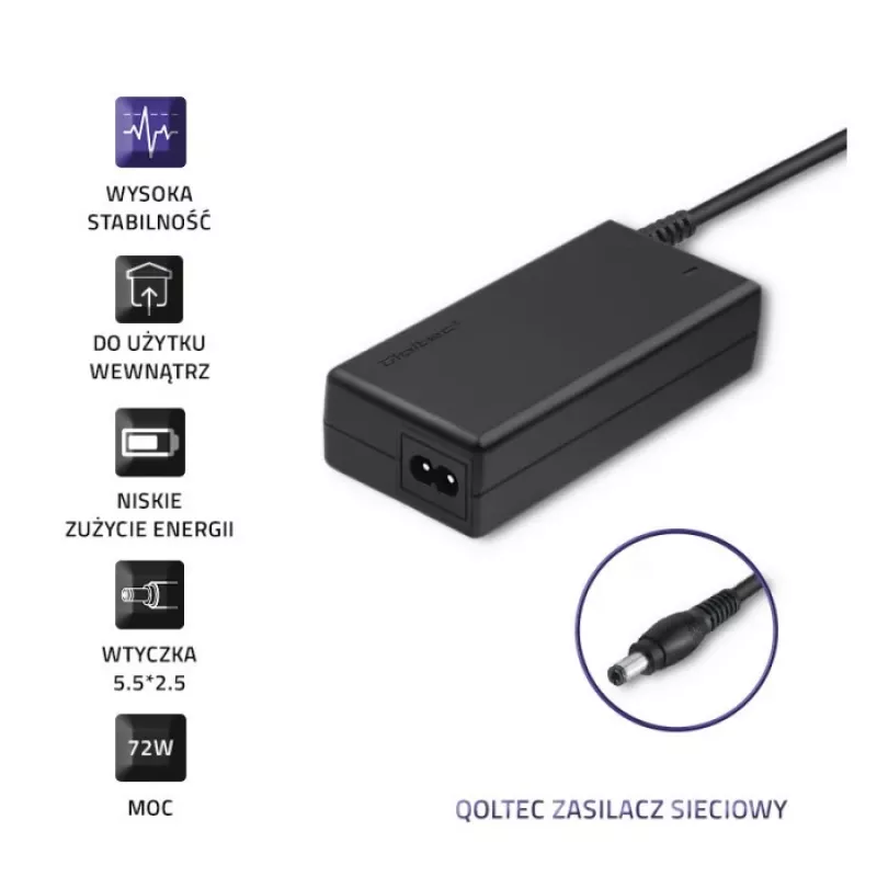 QOLTEC AC adapter 72W 12V 6A 5.5*2.5