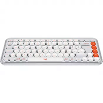 Logitech POP Icon Keys - belaidė klaviatūra - Bluetooth LE - QWERTY - US International - Off White, oranžinė (920-013072)