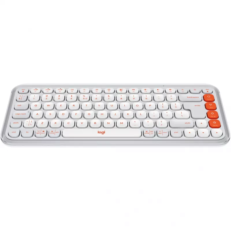 Logitech POP Icon Keys - belaidė klaviatūra - Bluetooth LE - QWERTY - US International - Off White, oranžinė (920-013072)