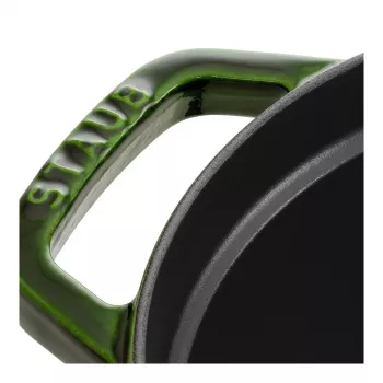 Staub La Cocotte 33 cm ovali ketaus troškintuvas su emaliu, baziliko žalia