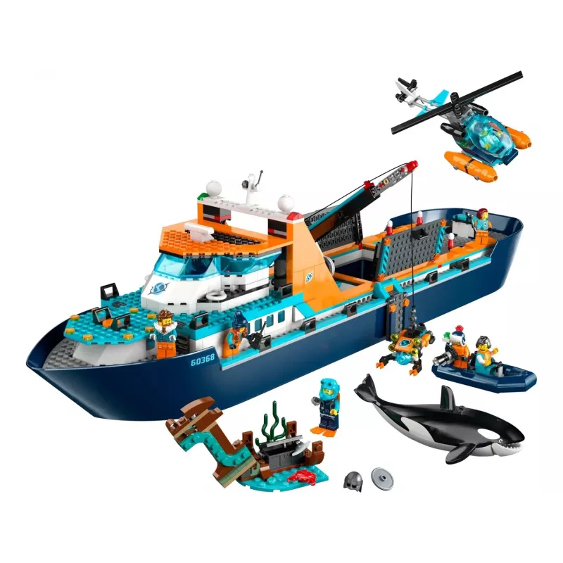 Konstruktorius LEGO City Arktinis tyrinėjimų laivas 60368 — 815 dalių, 7+ metai, 4 minifigūrėlės