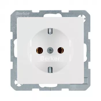 Kištukinis lizdas Type F Berker 47436089, 16 A, 250 V, baltas, duroplast korpusas