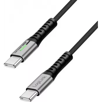 LogiLink USB-C® Kabel USB 3.2 Gen2x2 USB-C® Stecker 2.00 m Schwarz mit LED, 4K UHD, beidseitig verwendbarer Stecker CU0444 (CU0444)