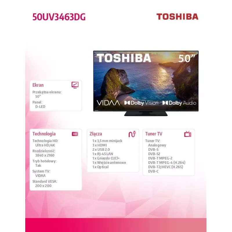 LED televizorius 50 colių 50UV3463DG
