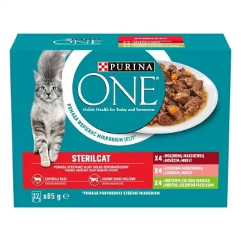 Šlapias kačių ėdalas Purina Nestlé Sterilcat Mix Flavours multipack 12x85 g, suaugusioms, 78% drėgmė, 13% baltymai