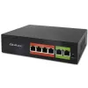 Eterneto PoE jungiklis QOLTEC 52289 — 4x RJ45 PoE prievadai, 2x RJ45 uplink, 65W galios biudžetas
