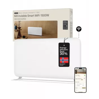 Mill WiFi Panelinis Šildytuvas PA1500WIFI4A | 1500 W | Tinka patalpoms iki 22 m² | Baltas | IPX4