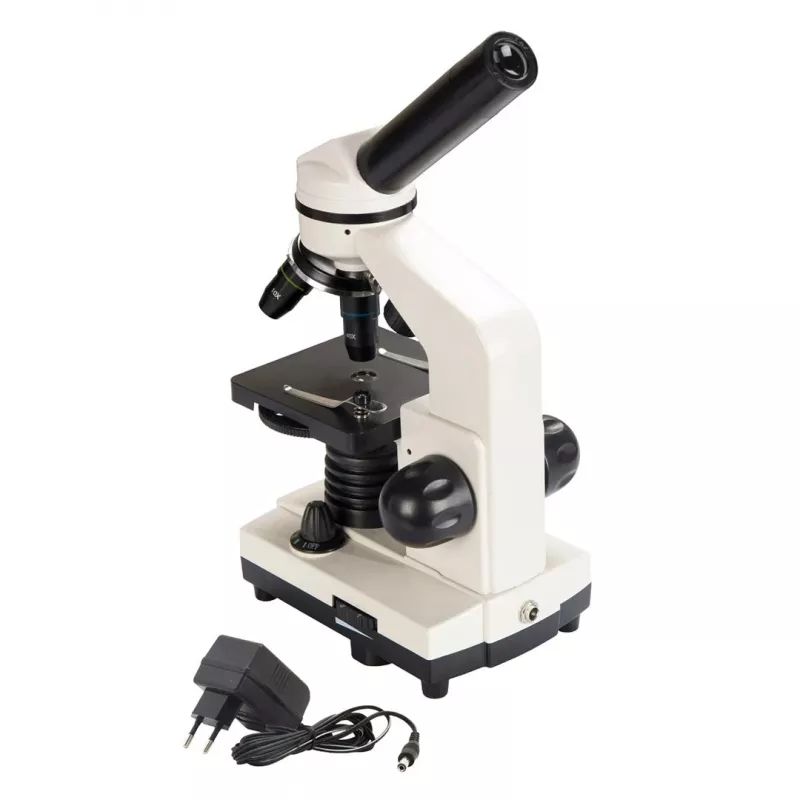 Sudėtinis optinis mikroskopas Deltaoptical DO-3210 – monokuliarinis, 3 achromatiniai objektyvai, LED apšvietimas, 40–400×, 45° pasukama galvutė