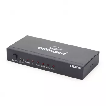 HDMI skirstytuvas GEMBIRD DSP-4PH4-02 — 4× HDMI išėjimai, HDMI 1.4, 225 MHz, plieninis korpusas, 146×73×24 mm