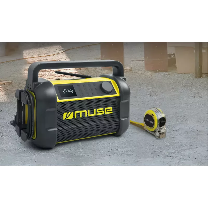 Nešiojamas radijo imtuvas Muse M-928 BTY su skaitmeniniu FM derintuvu, 20W, USB-C, juodai geltonas