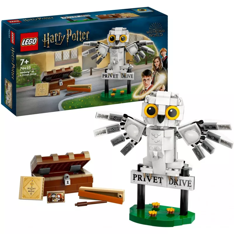 LEGO Harry Potter Hedviga ant Ligustrų gatvės modelis 76425 – 337 detalių, 100 mm aukštis, rekomenduojamas amžius 7+