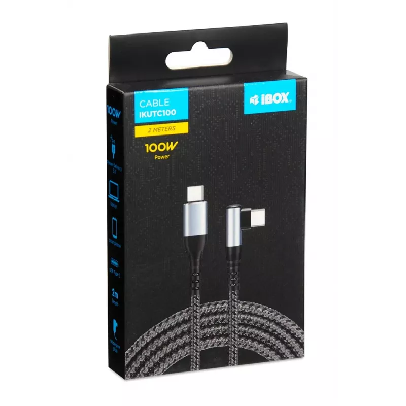 iBox IKUTC100 USB 2.0 laidas USB-C 2 m juodas