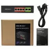 Eterneto PoE jungiklis QOLTEC 52289 — 4x RJ45 PoE prievadai, 2x RJ45 uplink, 65W galios biudžetas