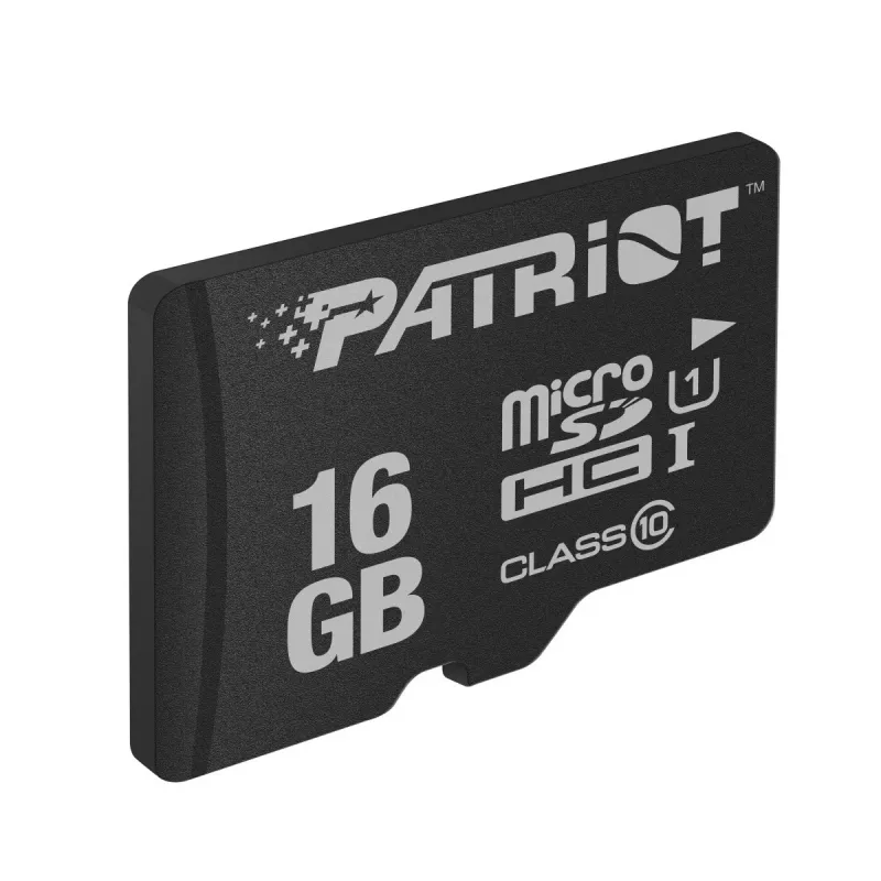 PATRIOT PSF16GMDC10 microSDHC atminties kortelė – 16 GB, Class 10, UHS-I (U1), 80 MB/s, juoda
